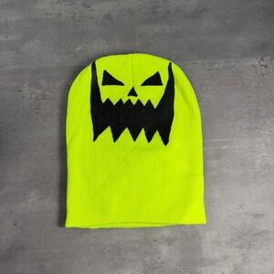 Asspizza Beanie Unisex Neon Yellow Austin Babbitt 2021‎ Pumpkin Face Streetwear